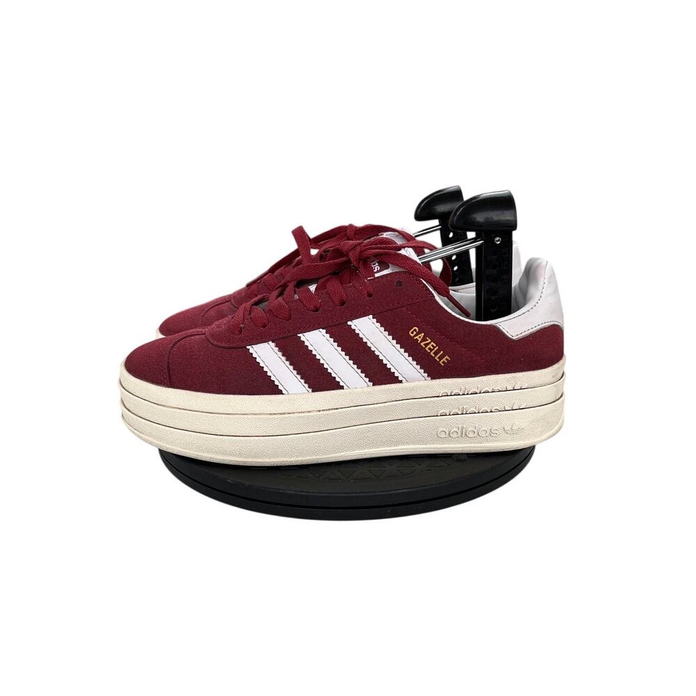 Womens adidas Gazelle Bold Shadow Red Platform Sneakers Size 7.5 Burgundy White